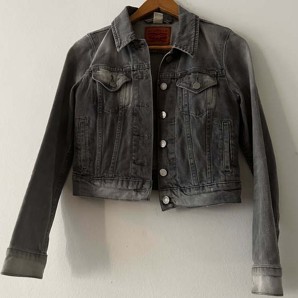 XS Levi Strauss grey jean jacket. Worn/faded look. - Picture 2 of 4
